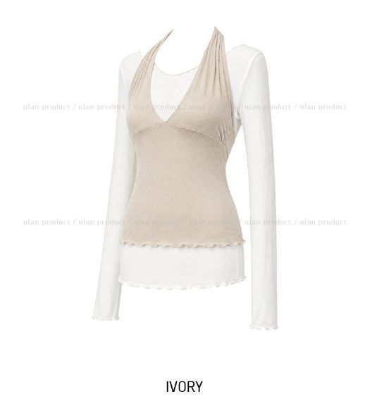 Dani Ruffle Layered Halter Long Sleeve