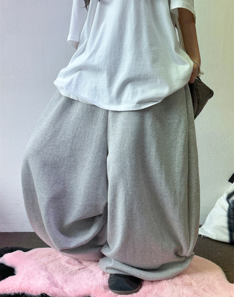 10000 SOLD OUT 🤍 KOREAN / S-XL 🤍 BASIC BALLOON JOGGER WIDE LONG PANTS 🤍🩶 - 2 COLORS