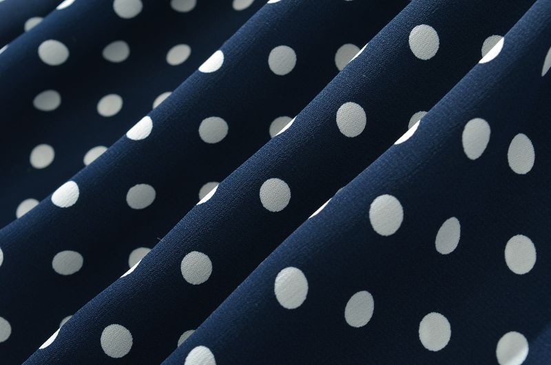 Navy Dotted Square Neck Flared Dress