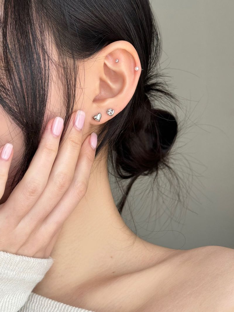 [4 set] minimal heart earrings set