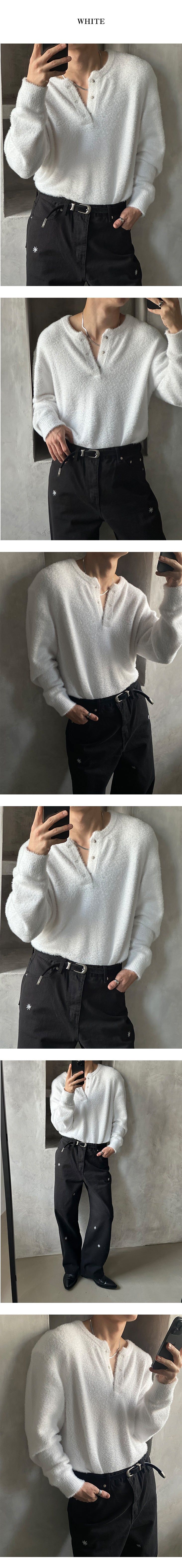  [PREMIUM][MADE] Angora hair henry neck knit(3color)