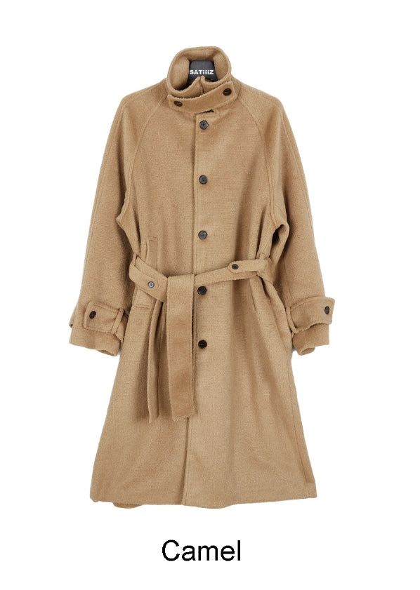 Aren Wool Raglan Belted Long Coat