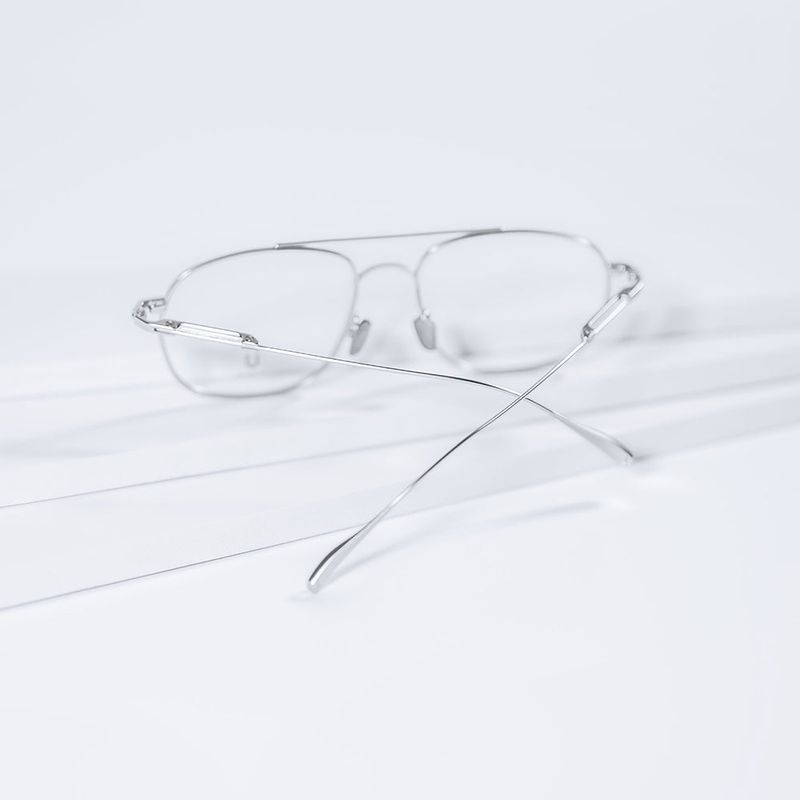 Knouun Square titanium glasses CODE. 102. G Silver