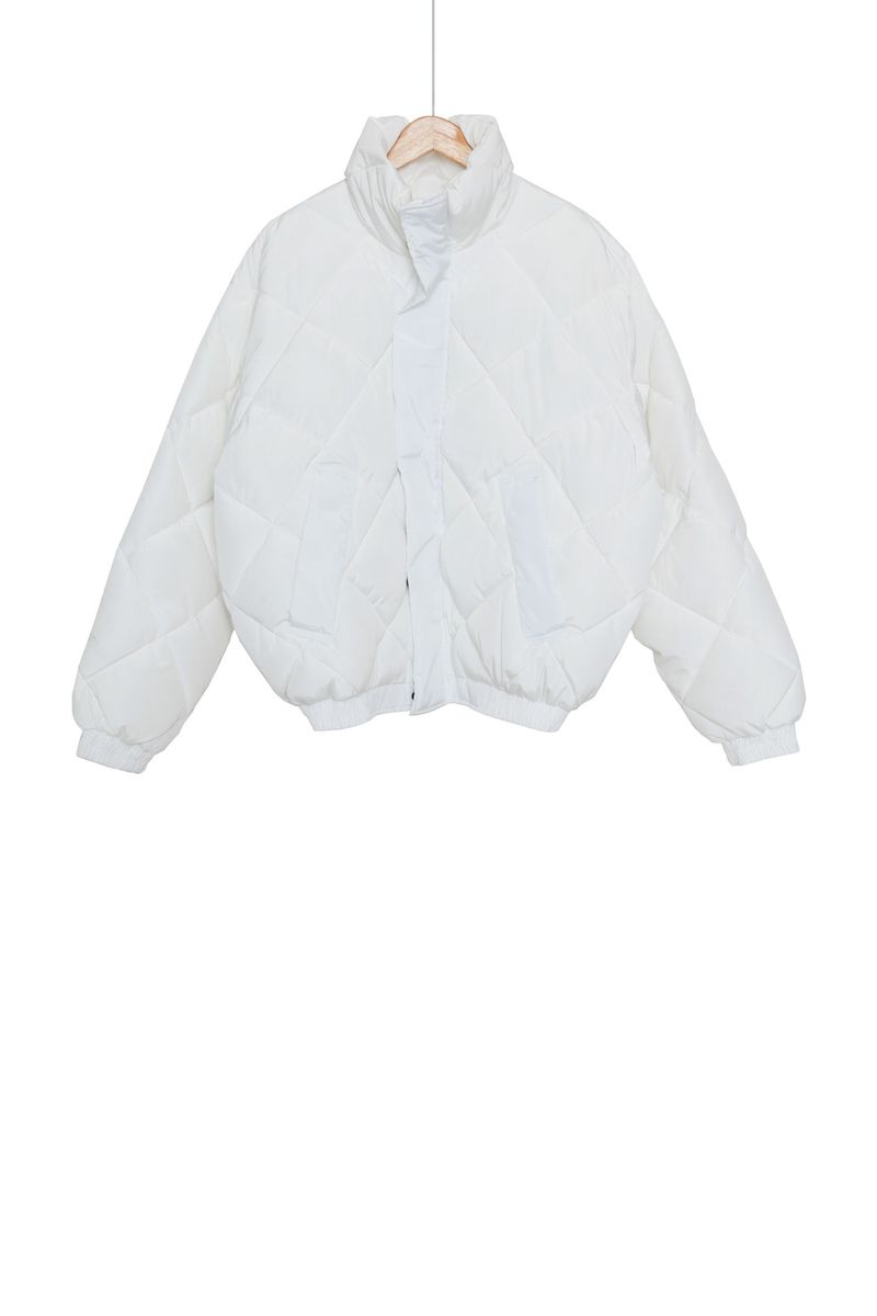 high-neck quilting padded jumper