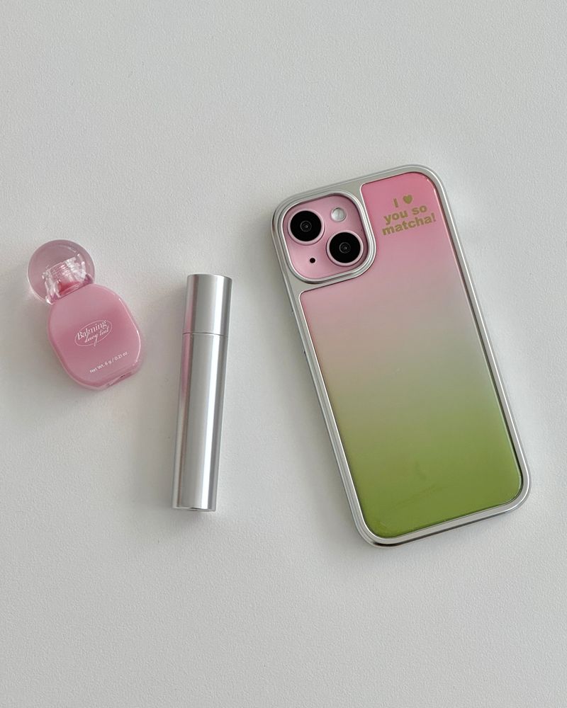 PINK MATCHA Silver Epoxy Case