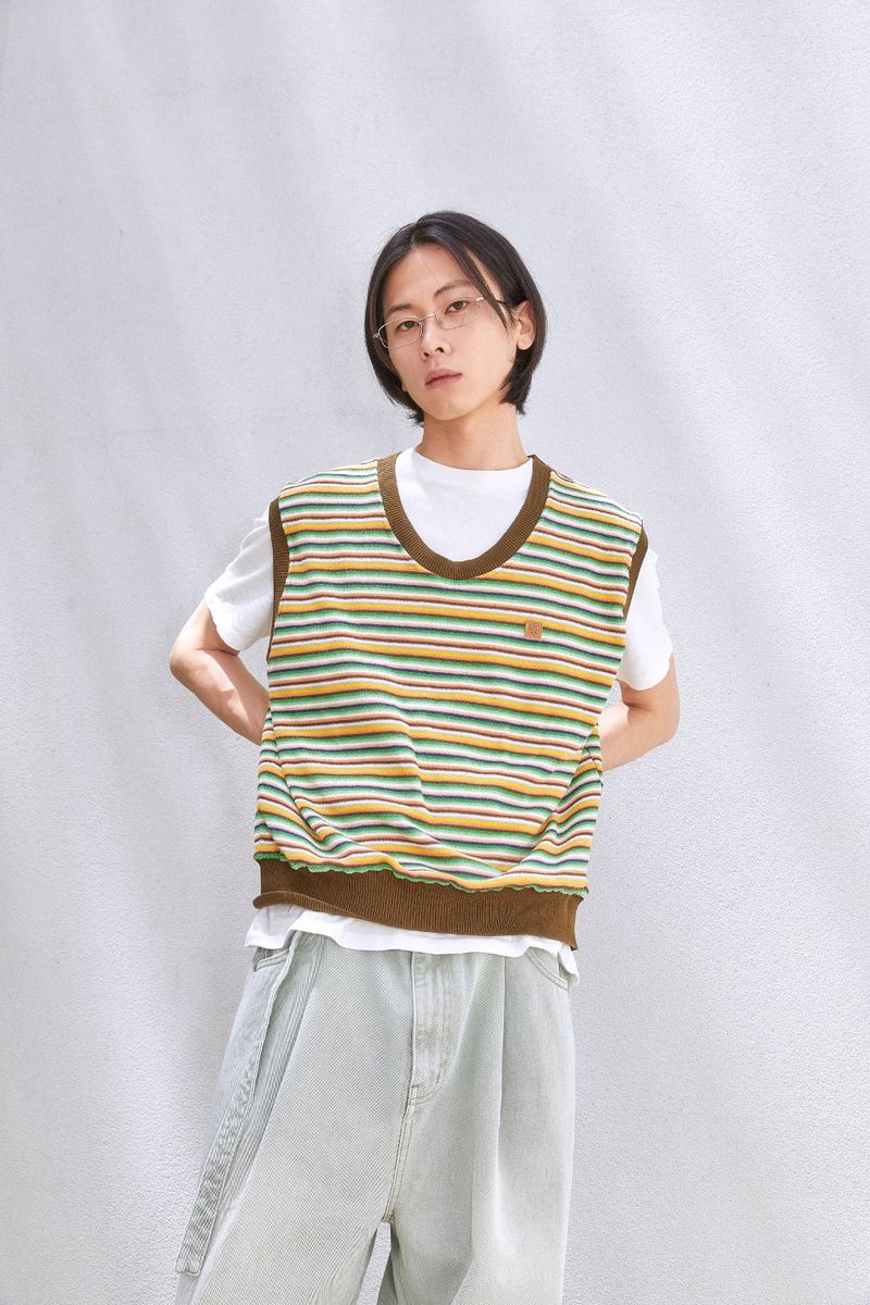 ALARM MULTI STRIPE TERRY VEST_MAN