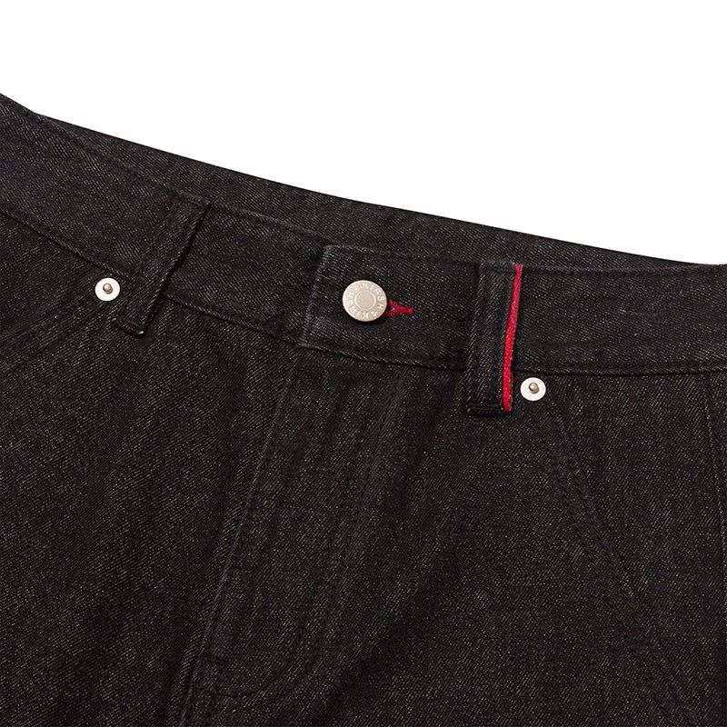 UNI CURVED FIT DENIM PANTS [BLACK]