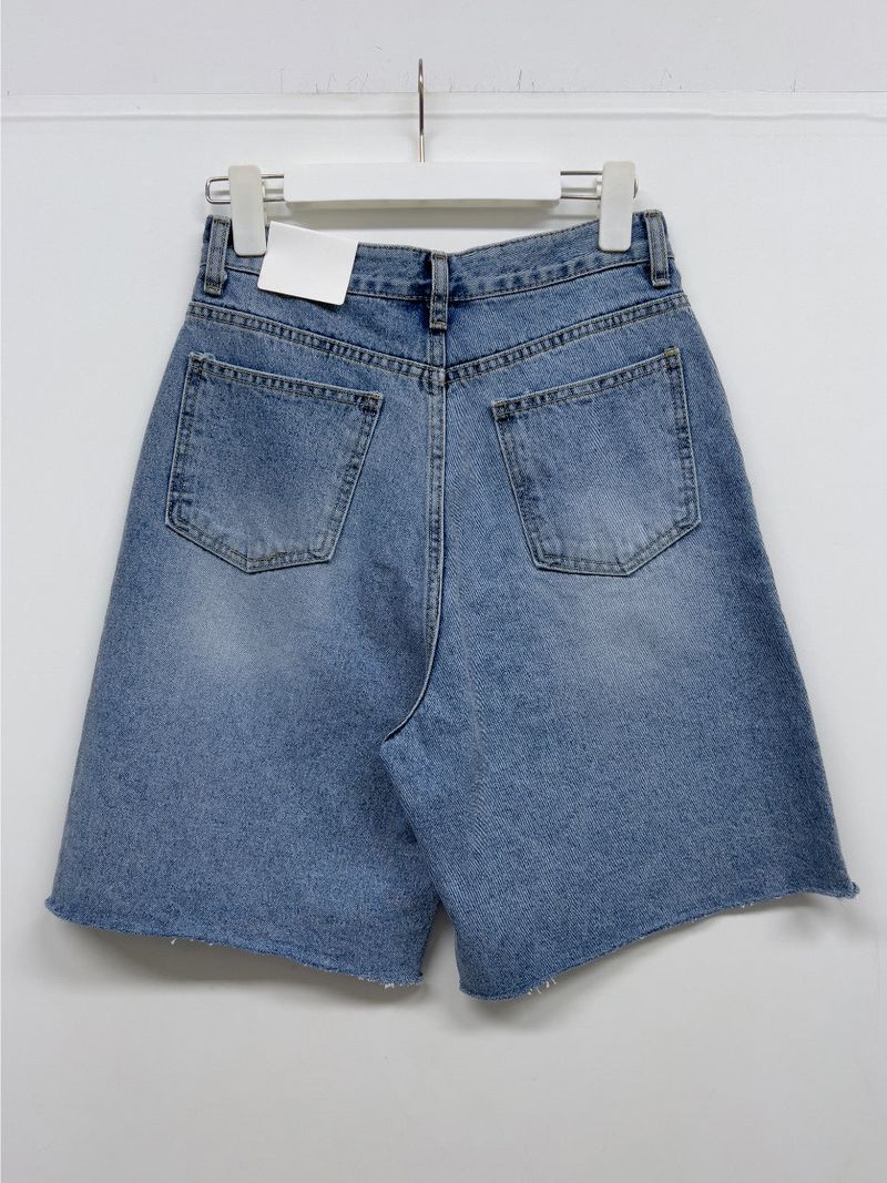 Out Half-Length Wide Denim Pants