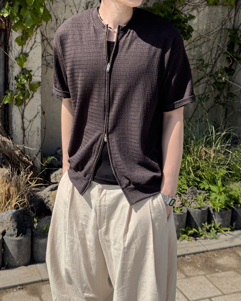 Rell Short Sleeve Knit Zip-Up