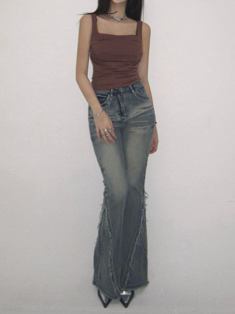 Soft washing bootcut jeans