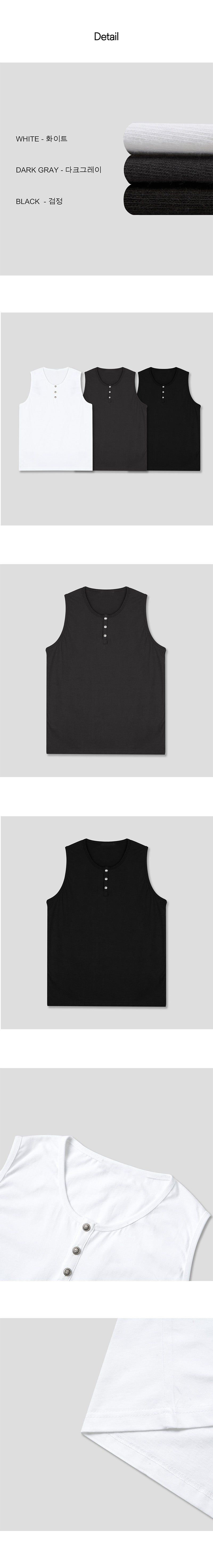 [S/S] Button henry neck sleeveless (3color)