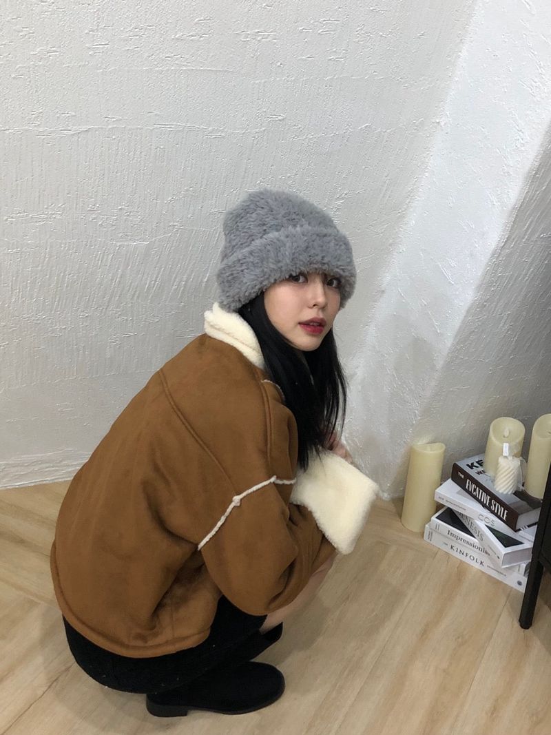 Icy fur beanie