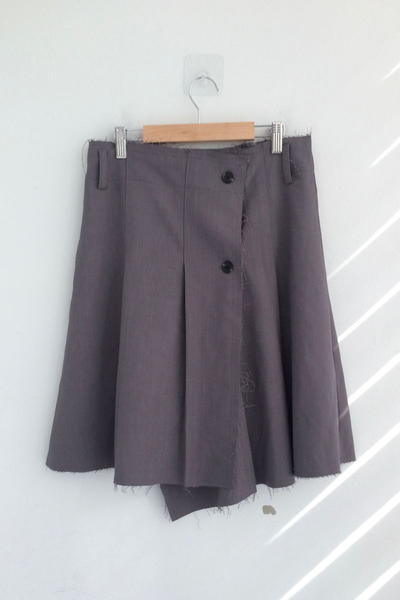Fringe Button Wrap Skirt