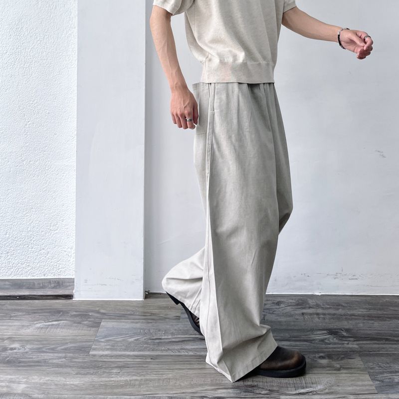 Slate Wide-Silhouette Trousers