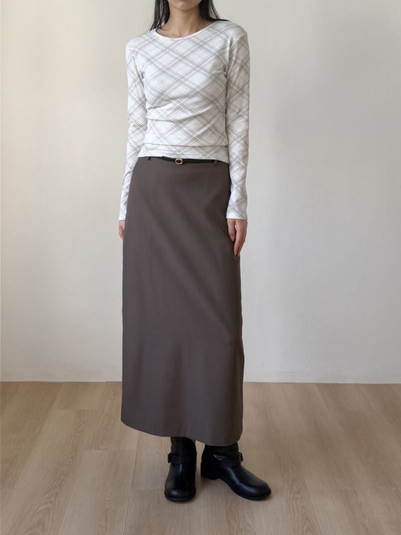 Checked Slim Long Sleeve T-shirt