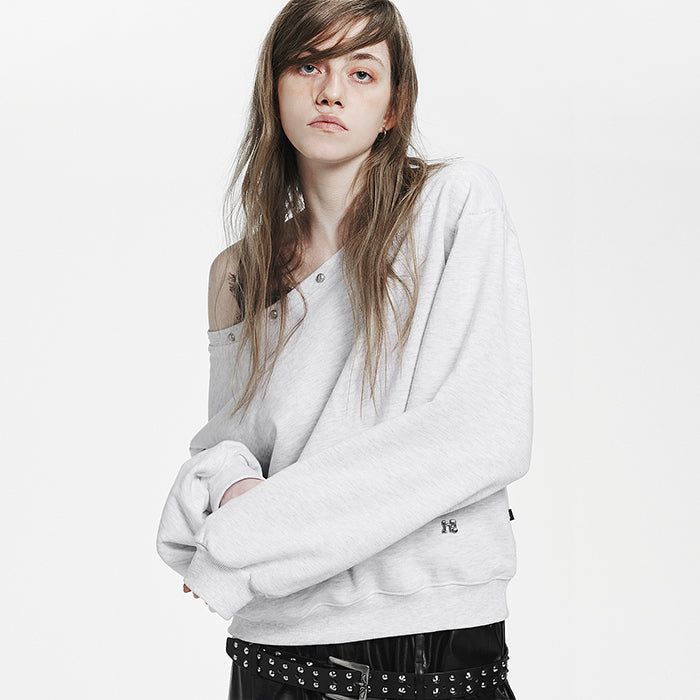 HOLY NUMBER 7(ホーリーナンバーセブン)の「Holy Symbol Off-shoulder Sweatshirt_WHITE MELANGE(Tops)」
