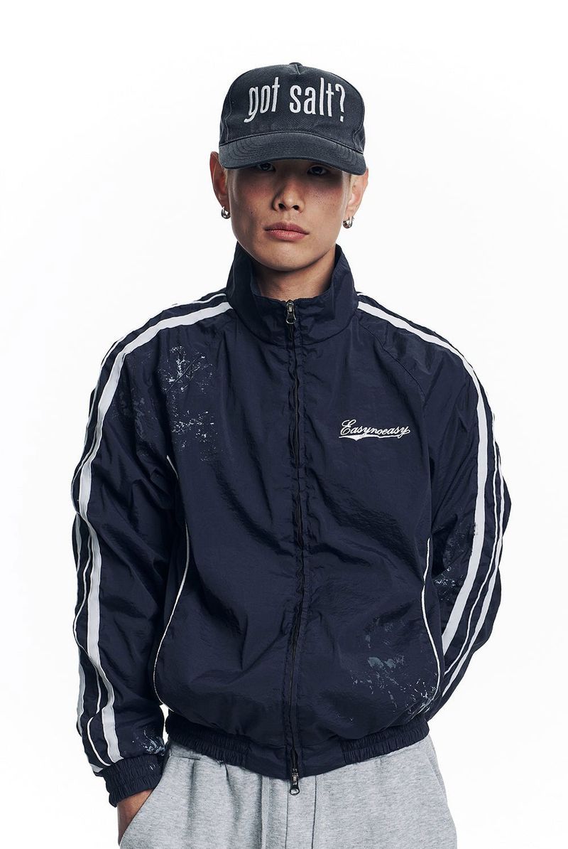 Dirty Nylon Piping Track Jacket - Navy
