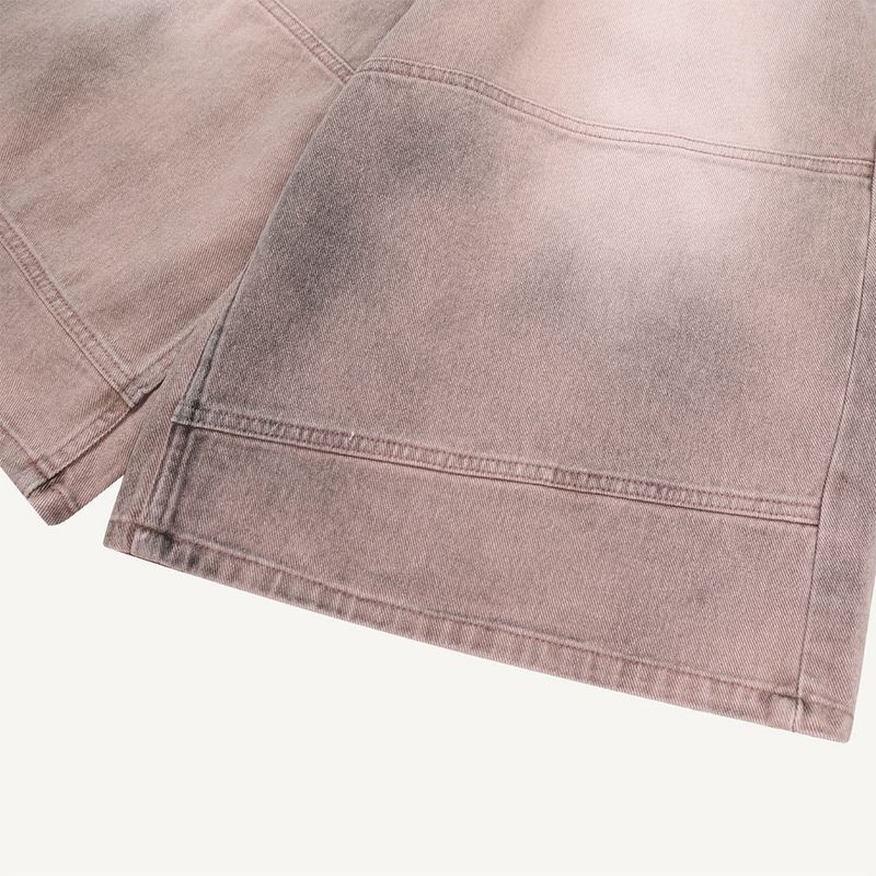 Sand-washed Bermuda denim pants