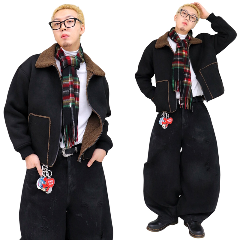 Oversized Suede Buckle Shearling Jacket