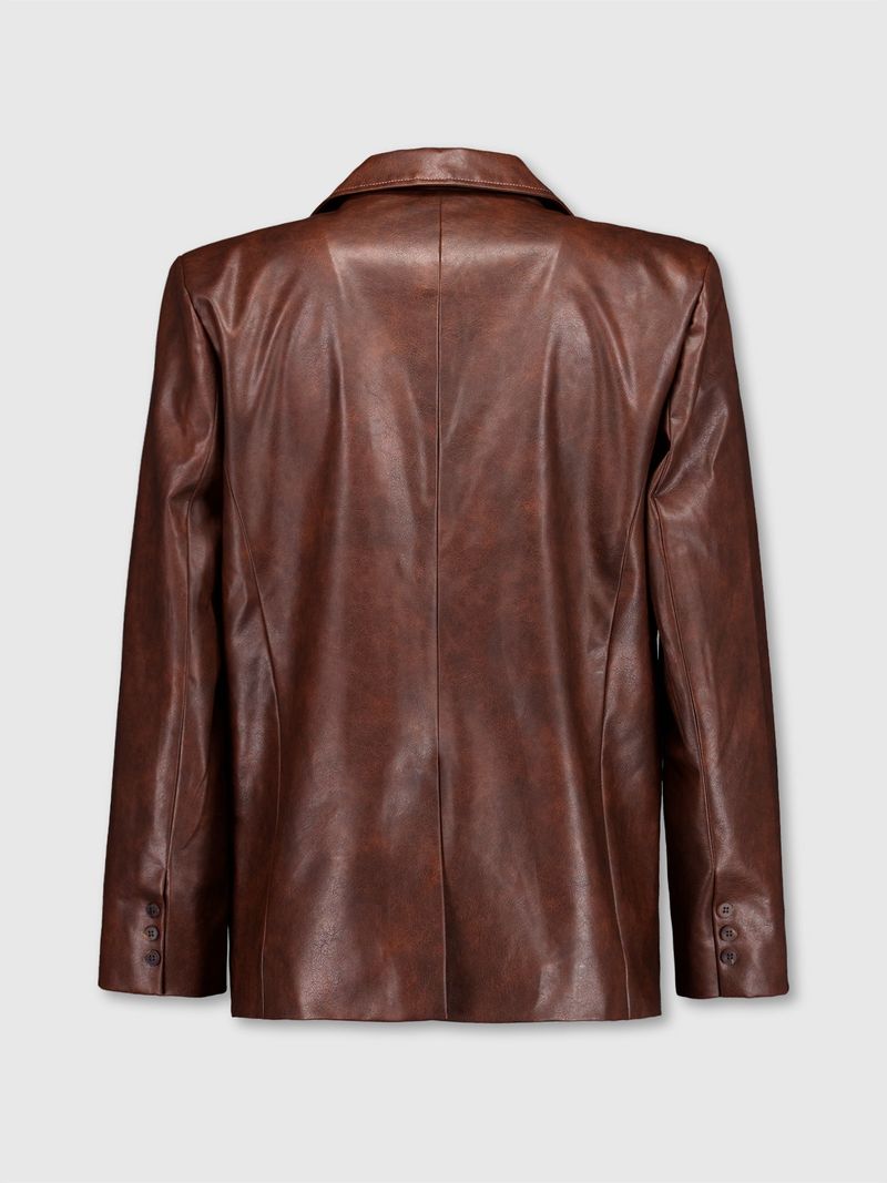 Circle Leather Blazer (Brown)