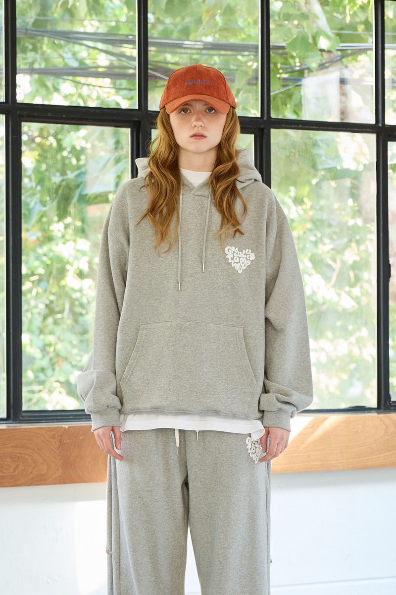 GOODLUCK HEART HOODIE / MELANGE