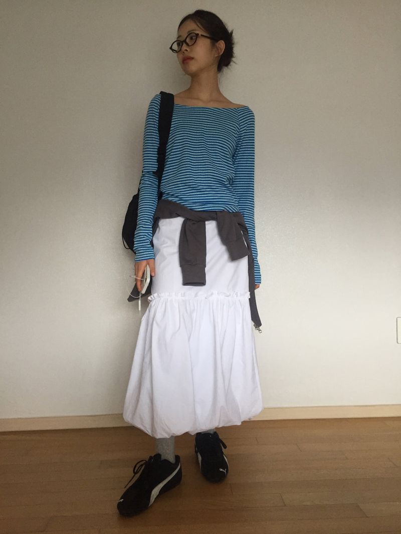 pumpkin nylon long skirt