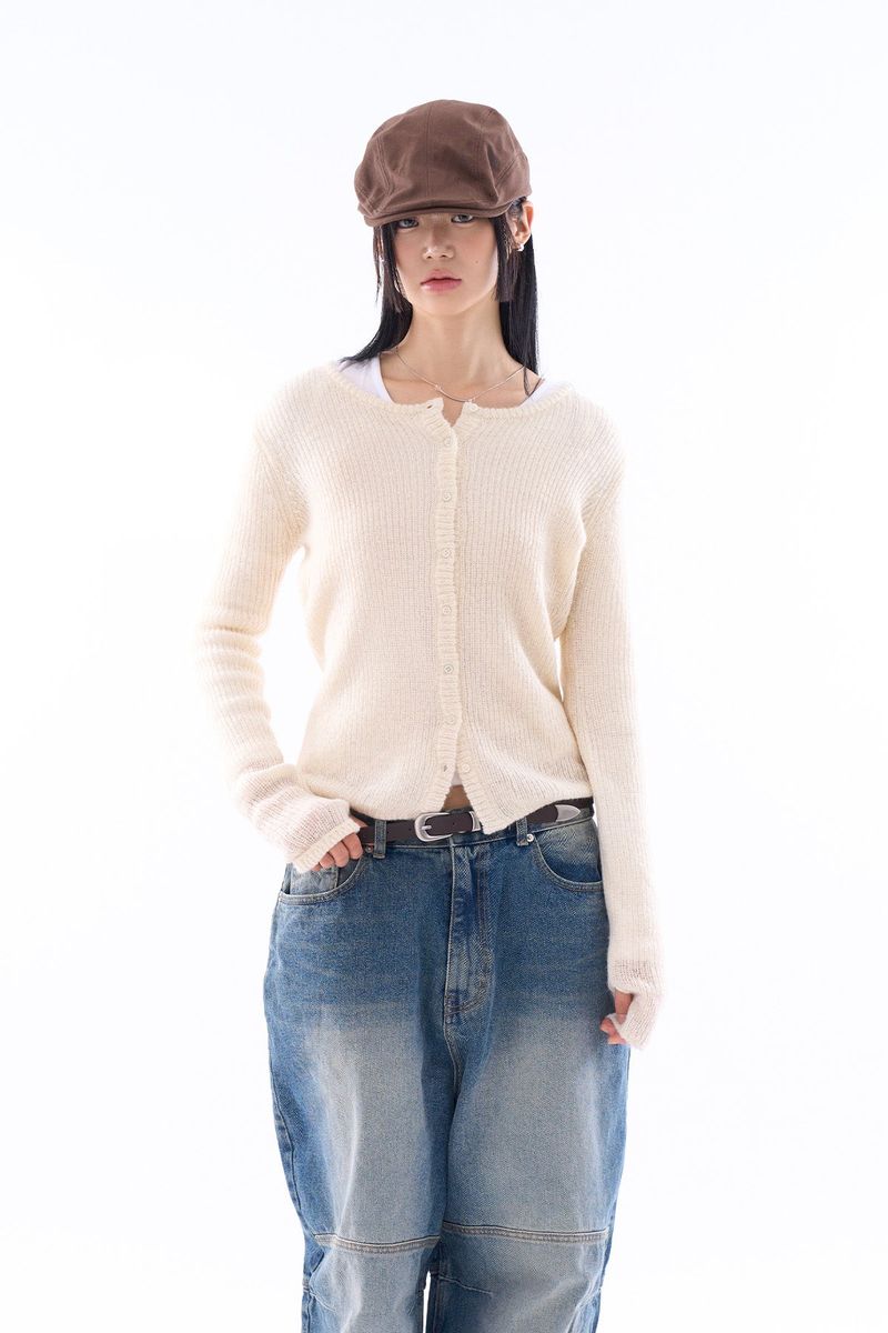 Raucohouse(ラウコハウス)の「Need wool crop round-neck cardigan(Tops)」