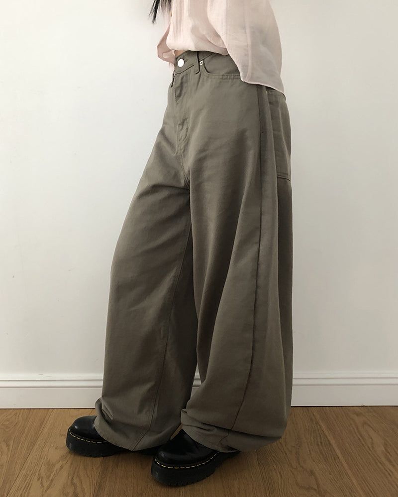 Habeun Back Corset Balloon Wide Pants