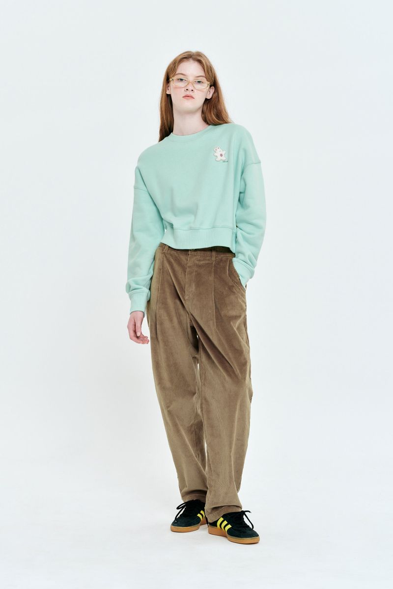 WITTY BUNNY WAPPEN CROP SWEATSHIRT [MINT]
