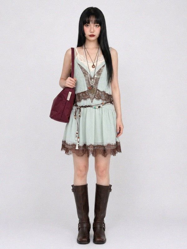 VIVIC（ビビク）の「ISABEL LACE CHIFFON MINI DRESS（Dresses）」