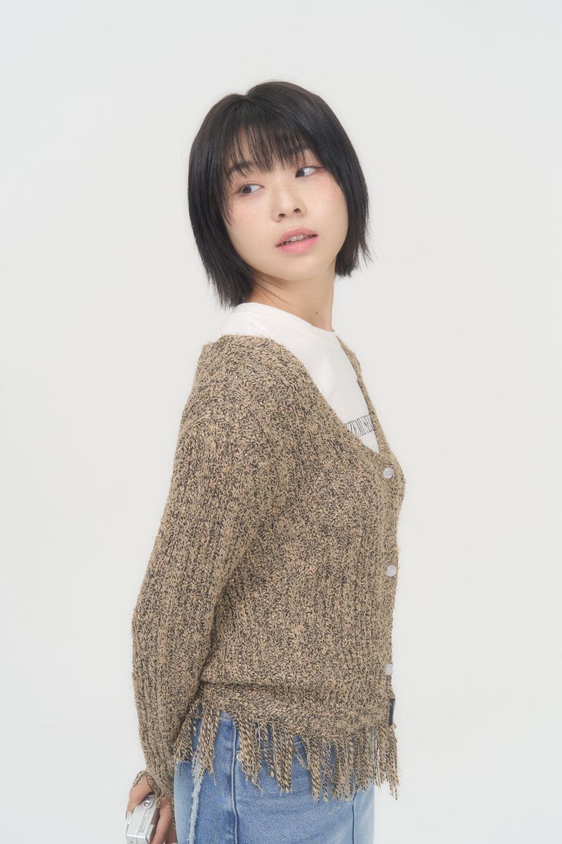 MIX KNIT CARDIGAN (BEIGE)