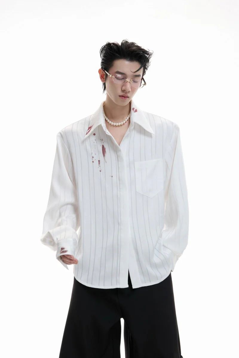 Argue Cultureの「Striped Satin Lipstick Print Shirt(Tops)」