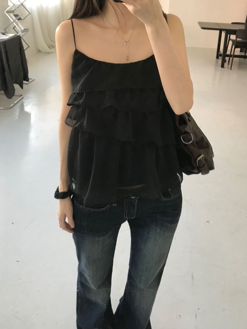 See-through frill bustier (2 colors)
