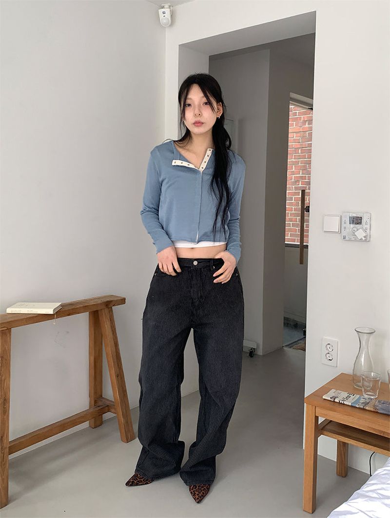 STRIPE BLACK JEANS