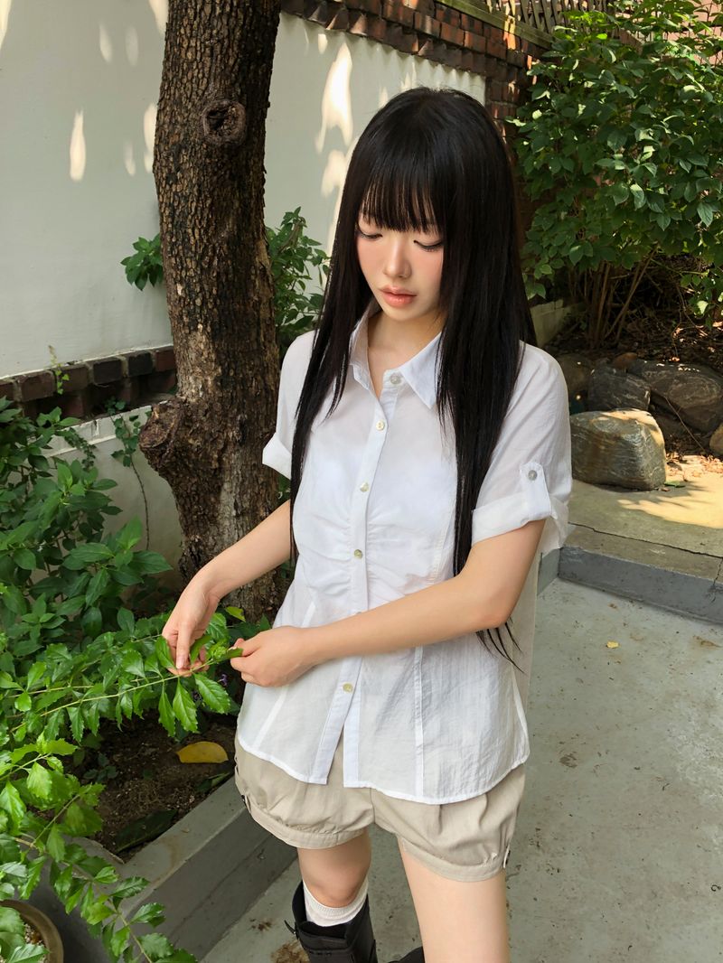 WONDER WONDER(ワンダーワンダー)の「Allen Roll-Up Short-Sleeve Shirt(Tops)」