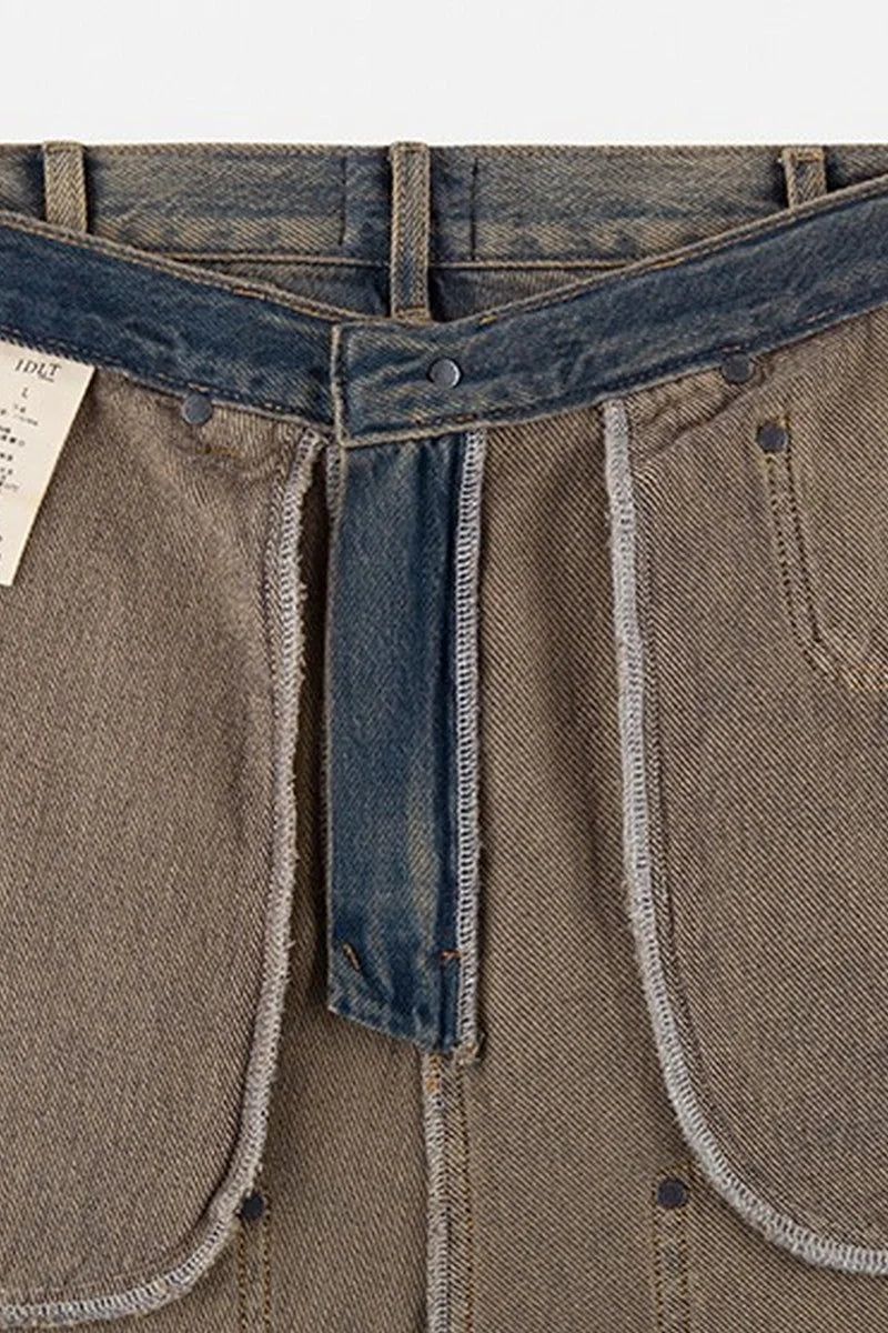 Washed Flare Work Jeans