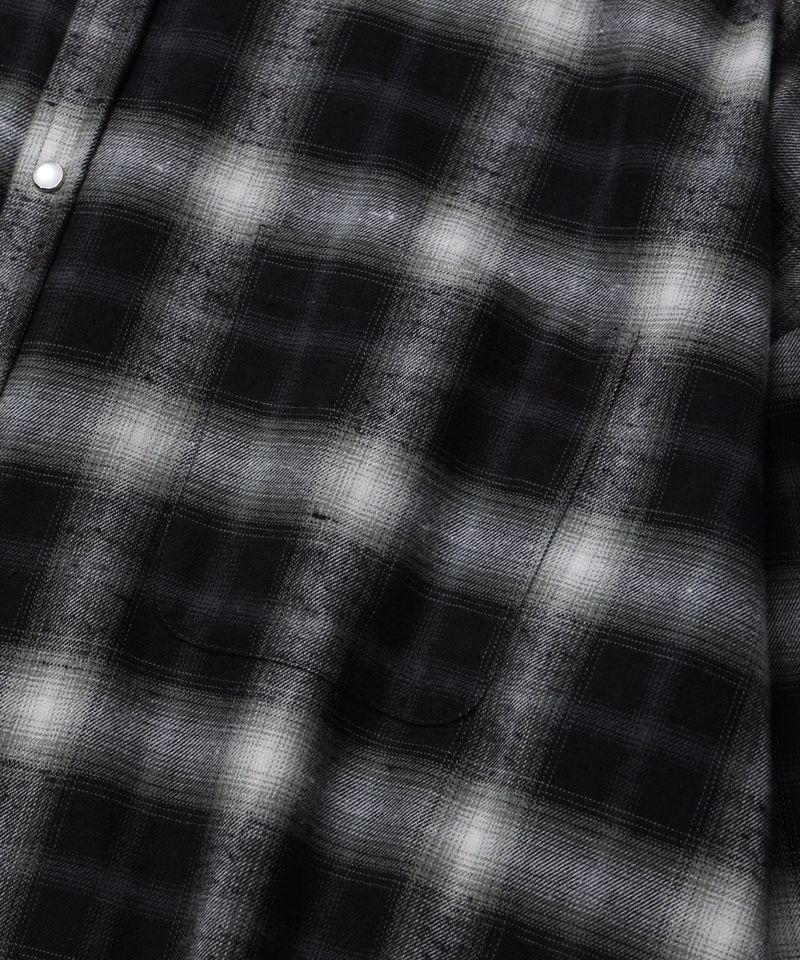 ROUNDED COLLAR CHECK SHIRT_BLACK