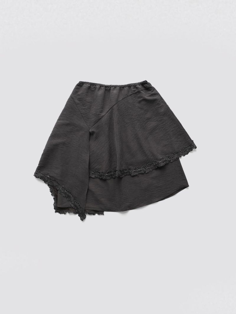 Unbalanced Lace Midi Skirt_Ivory