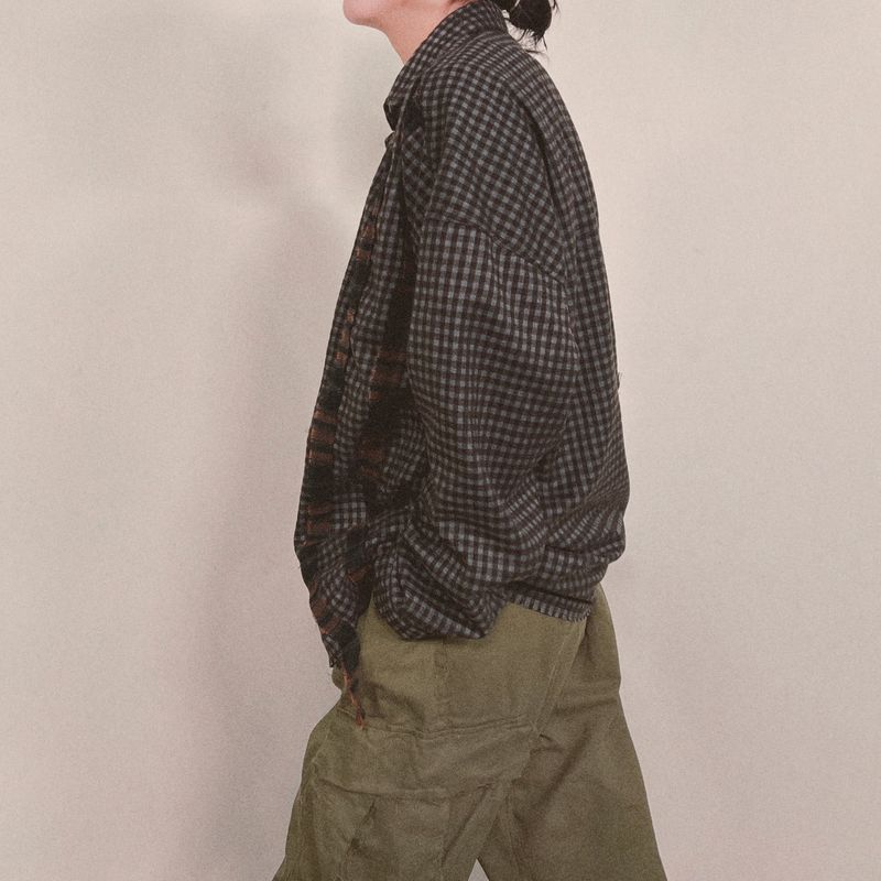 double check deconstructed shirt_brown