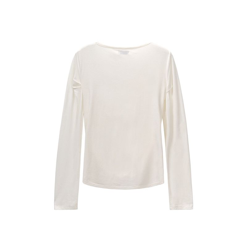 TWIST DRAPE LONG SLEEVE TOP (WHITE)