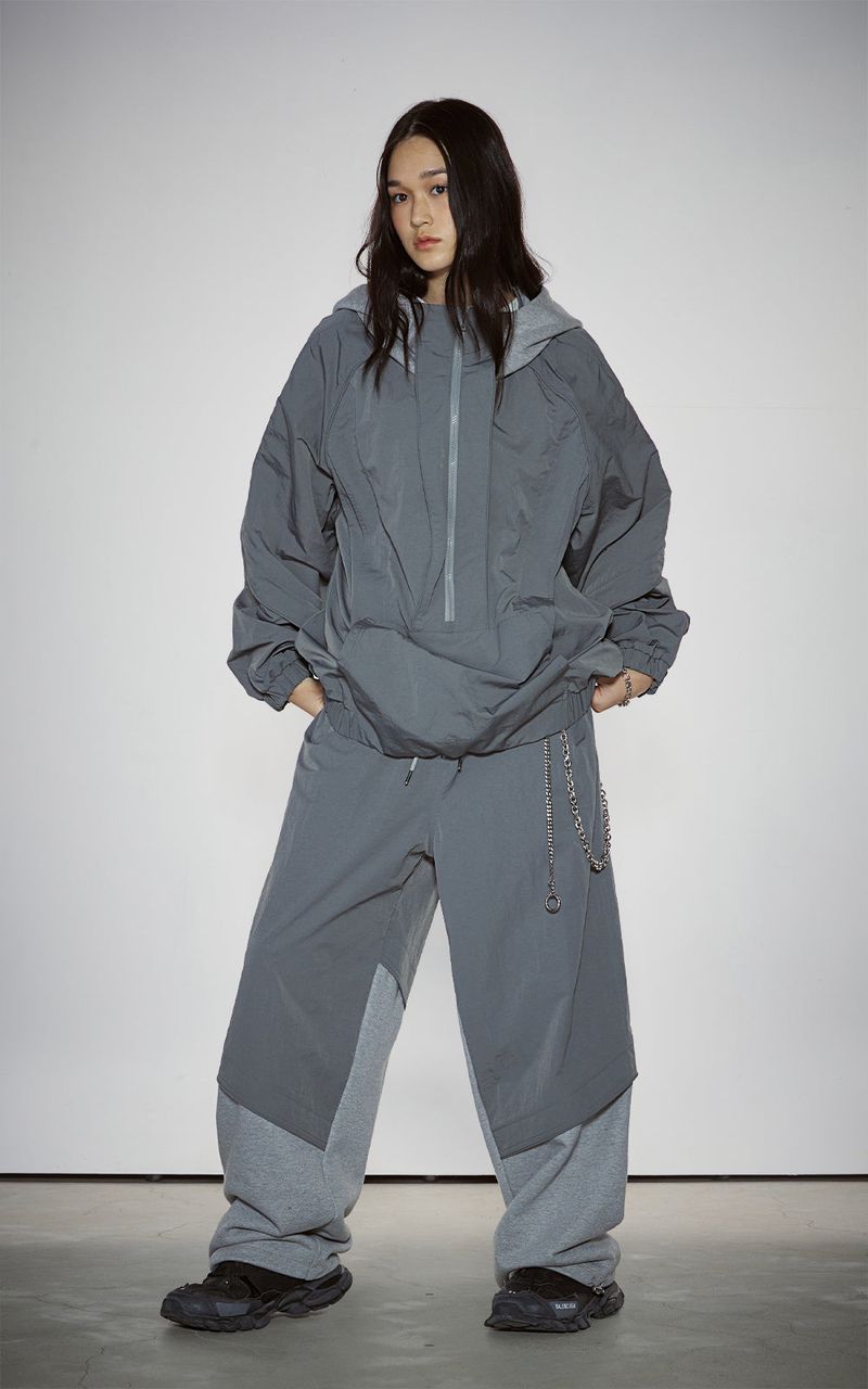 PIPPING MIX PANTS_GRAY