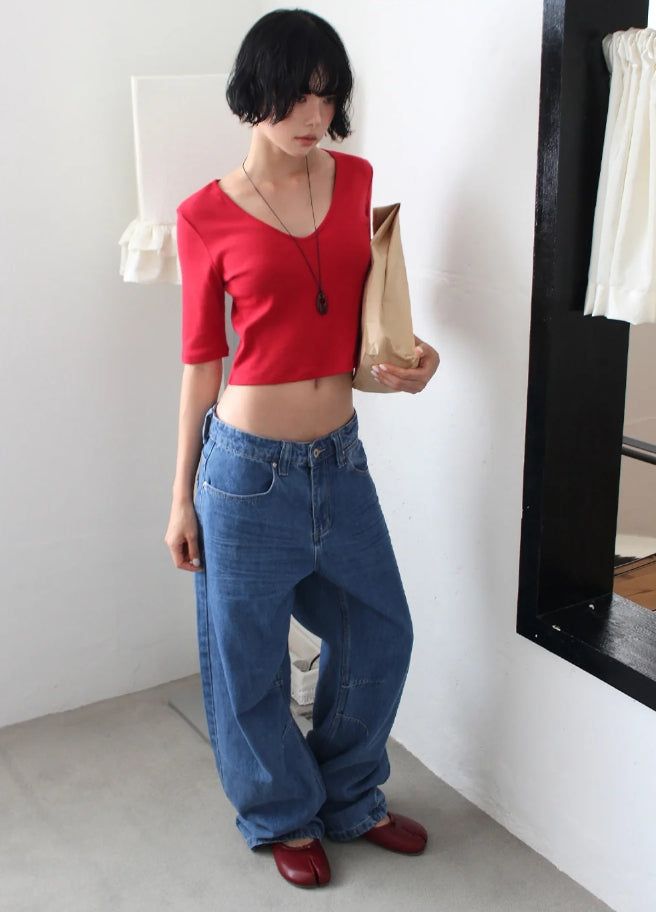DEEP V HALF TEE
