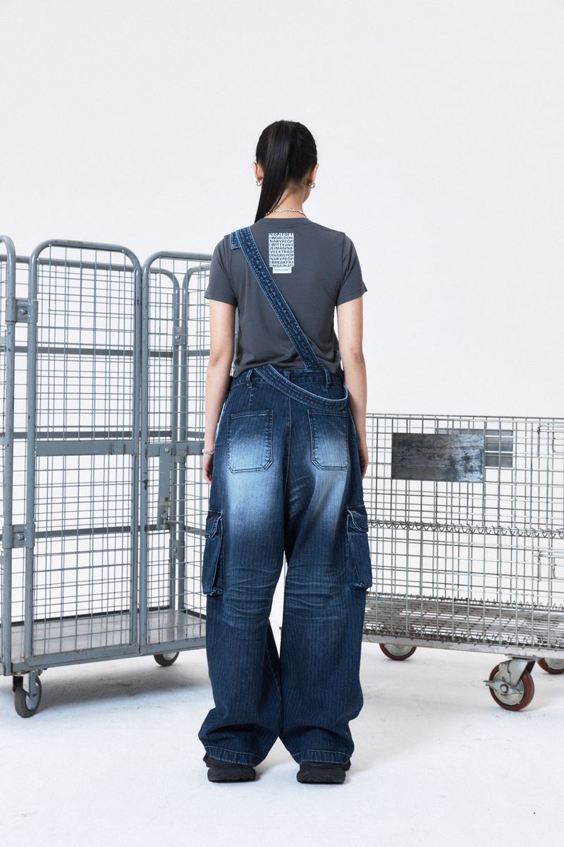 Herringbone denim overall