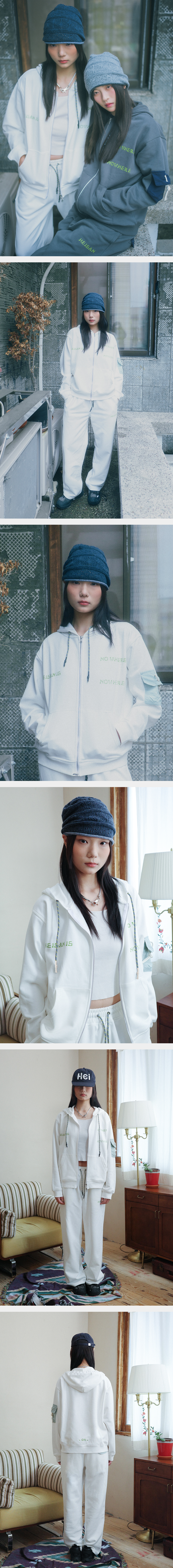 Nowhere Sweat Hood Zip-Up White