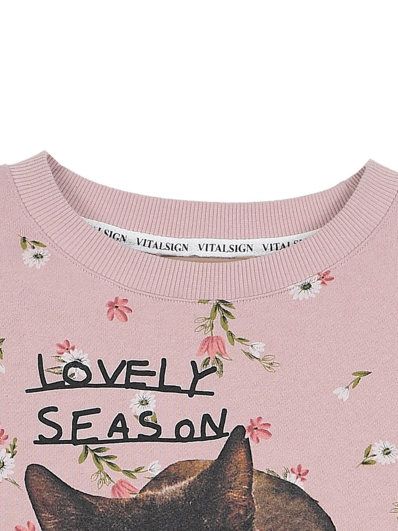 Flower Cat Lettering Sweatshirt (Pink)
