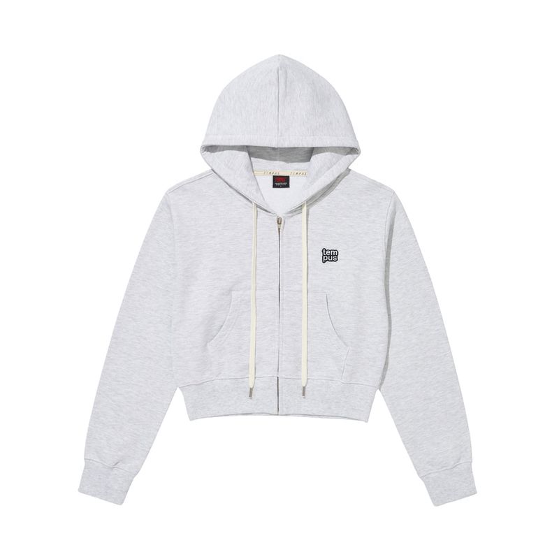 TEMPUSSTUDIO（テンプススタジオ）の「TEMPUS PATCH CROP HOOD ZIP-UP [WHITE MELANGE]（Tops）」