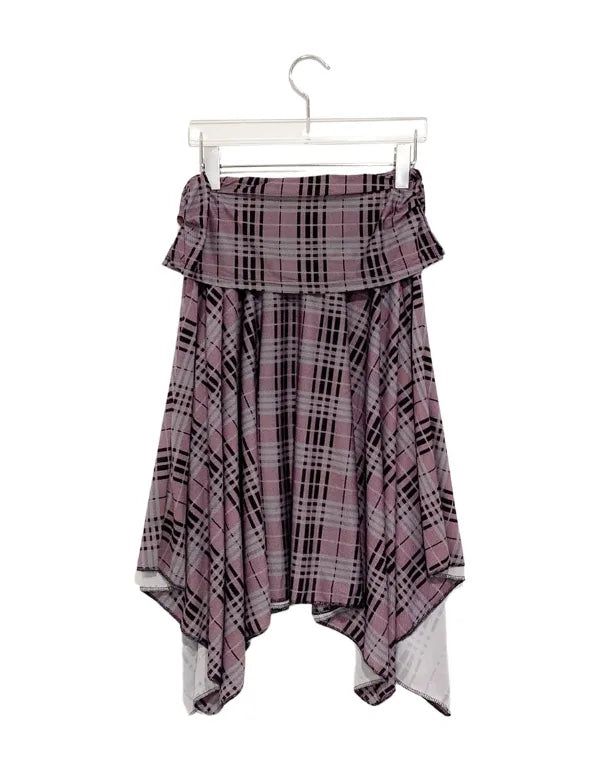 Helena Check Flare Folding Midi Skirt