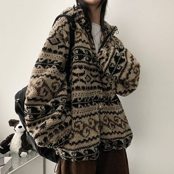 Kibbard Oversized Boxy Wool Hooded Zip-Up
