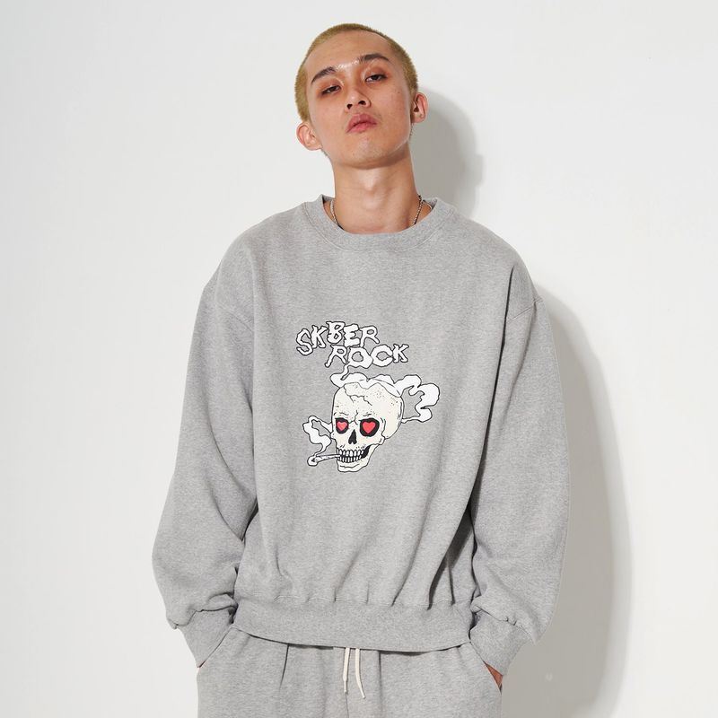 SMOKING SKULL SWEAT SHIRT GRAY