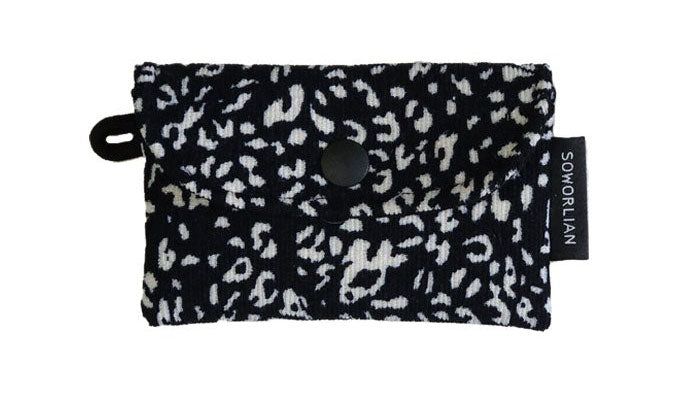 Simple Card wallet _Leopard Corduroy Black